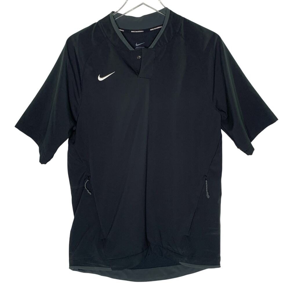 Nike Baseball Black Short Sleeve Pull Over Shirt V Neck S Mens Sports Active